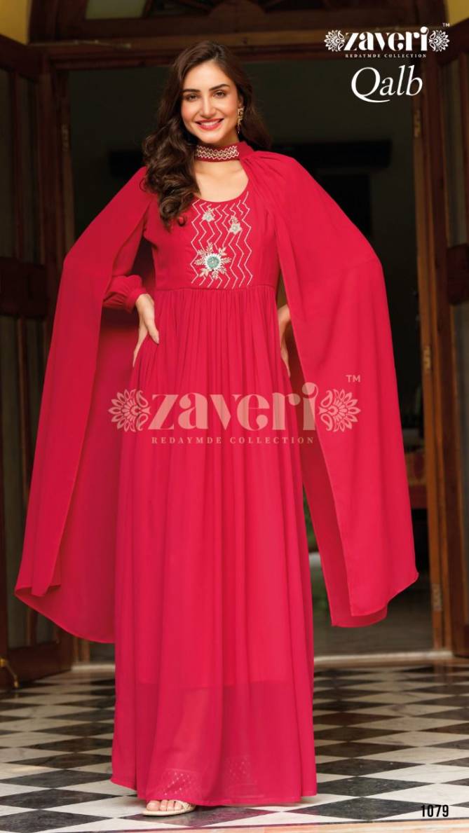 Zaveri Qalb Stylist Designer Party Wear Wholesale Gown Catalog
